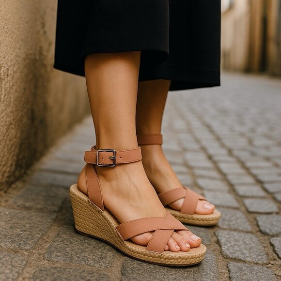 *Vince Camuto Meehan Espadrille Wedge Heel Sandals Womens 9 Blush Pink Festival - Picture 1 of 16